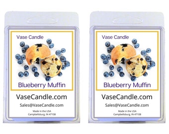 Blueberry Muffin Vase Candle Melts - Warm freshly baked blueberry muffins | Fresh Made to Order | 2 Packages of 2.8 oz Melts/Tarts