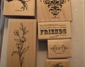Used Like New! Friends 24-7 Stampin' Up! retired rubber stamp set (6 wood mount stamps)