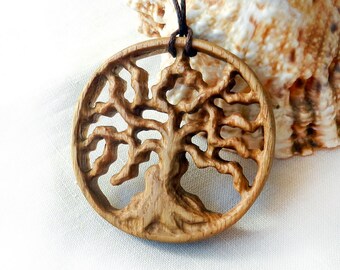 Pendant - amulet made of wood "Tree of life" (oak)