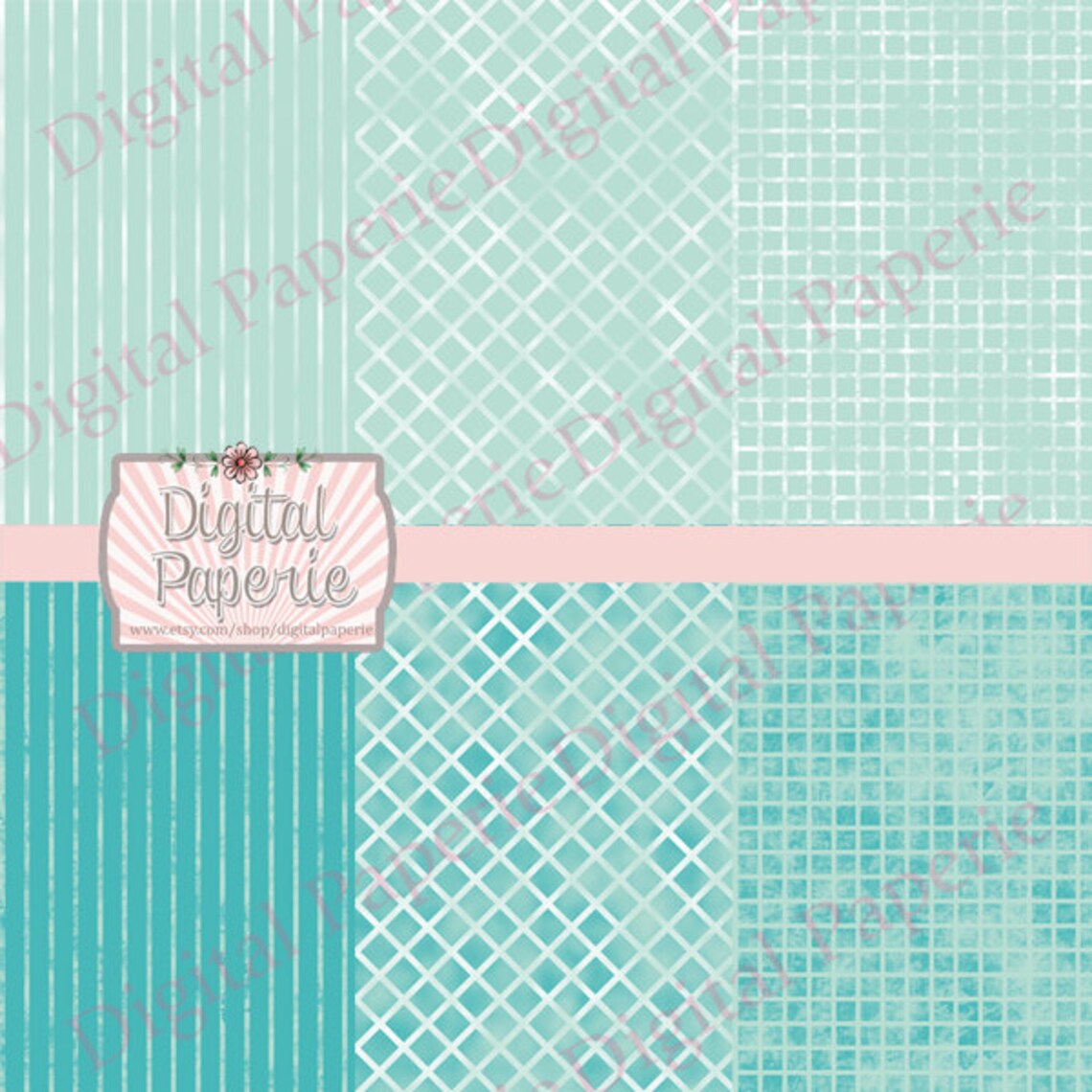 Digital Scrapbooking Paper Pack Dark and Light Teal Designs - Etsy
