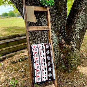 6 Foot Rustic Farmhouse Blanket Ladder • Fall Home Decor Blanket and Towel Holder