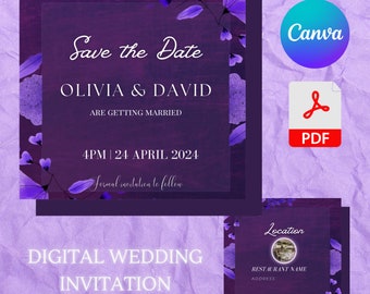 Timeless Purple Digital Wedding Invitation