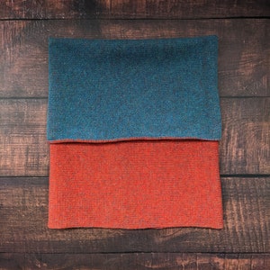 Reversible merino wool snood orange and blue image 4