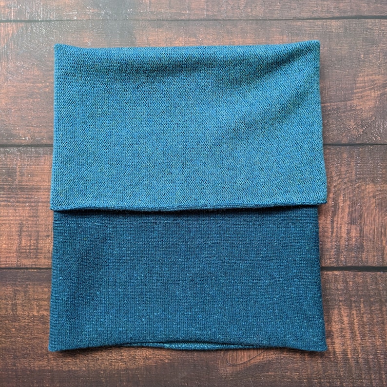 Reversible merino wool snood two tone blue image 8