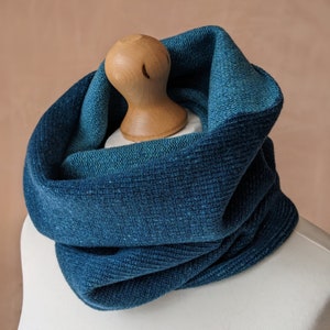 Reversible merino wool snood two tone blue image 5