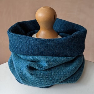 Reversible merino wool snood two tone blue image 2