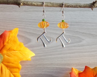 Pumpkin Pi Earrings - Science Jewelry - Math Jewelry - Math Teacher Gift - Science Teacher Gift - Funny Gag Earrings - Thanksgiving Jewelry