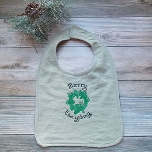 Merry Everthing Baby Bib - Hannukah Baby Bib - Solstice Baby Gift - Pagan Baby Gift - Atheist Baby Gift - Christmas Baby Bib - Funny Baby
