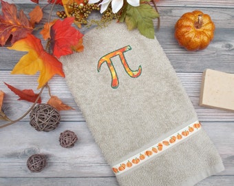 Pumpkin Pi Hand Towel - Thanksgiving Decor - Math Bath Decor - Pumpkin Pi Decor - Thanksgiving Bath Decor - Pi Day Decor - Thanksgiving Gift