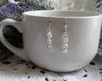 DNA Helix Earrings – Silver Tone Science Jewelry Gift