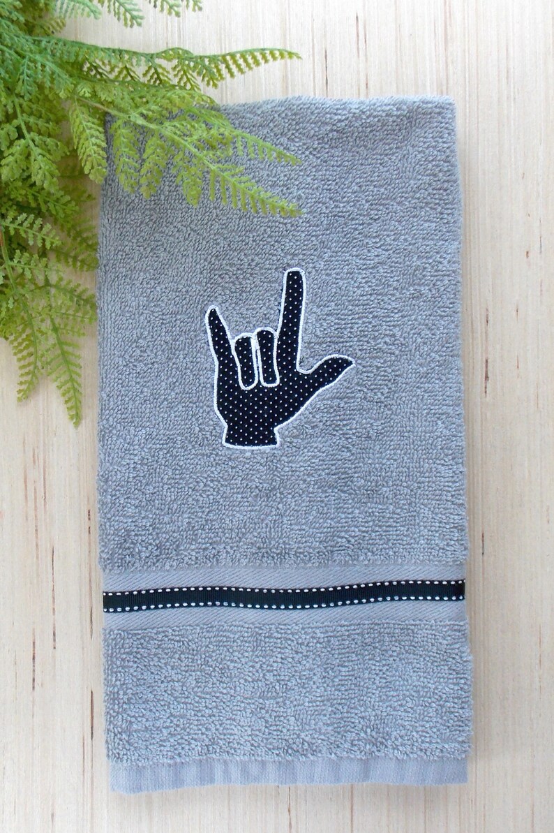 ASL Sign Language I Love You Hand Symbol Towel Set Bath Etsy