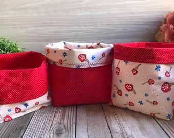 Mushroom Decor - Toadstool Decor - Mushroom  Fabric Basket - Toadstool Fabric Basket - Toadstool Fabric Basket Handmade - Toadstool Mushroom