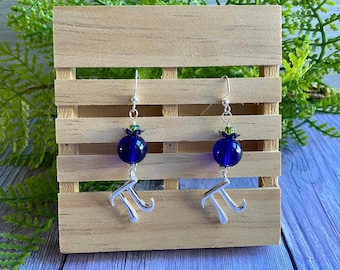 Blueberry Pi Earrings - Science Jewelry - Math Jewelry - Math Teacher Gift - Science Teacher Gift - Science Earrings - Math Earring - Pi Day