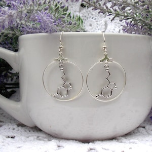 Serotonin Molecule Earrings - Molecule Earrings - Science Gifts - Science Earrings - Science Art - Mood Care Gift - Scientist Teacher Gift