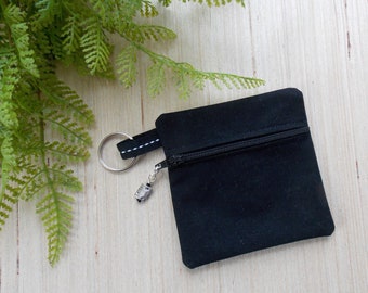 Black Ear Bud Case - Ear Bud Holder - Black Earphone Case - Zipper Coin Purse - Black Keychain - Air Bud Case - Dongle Case - Backpack Clip