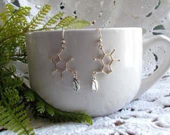 Caffeine Molecule Earrings - Coffee Lovers Earring - Science Earrings - Molecule Earring - Caffeine Coffee Earring - Coffee Gifts - Caffeine