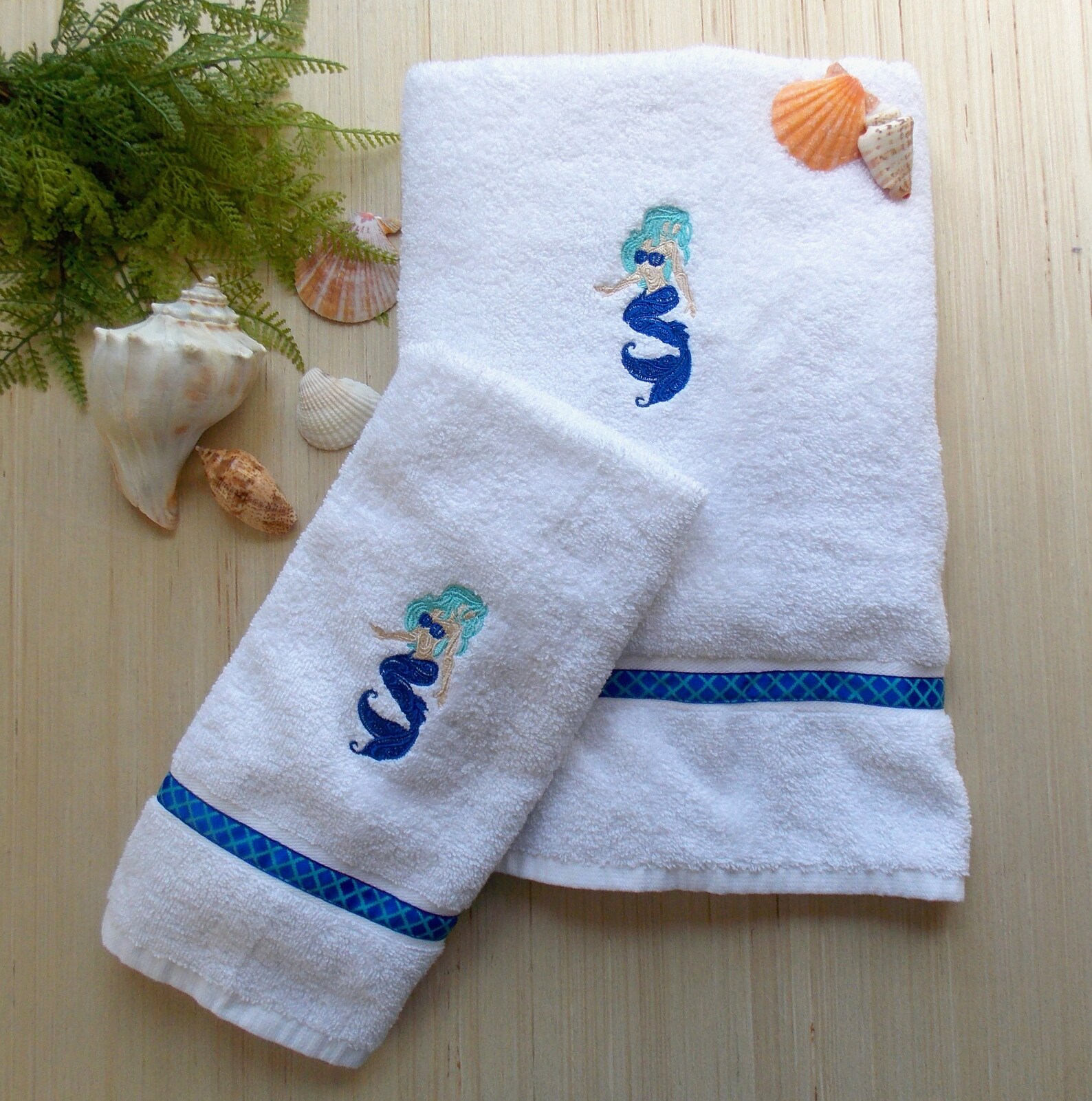 Mermaid Bath Towel Set Mermaid Bath Decor Elegant Mermaid Etsy