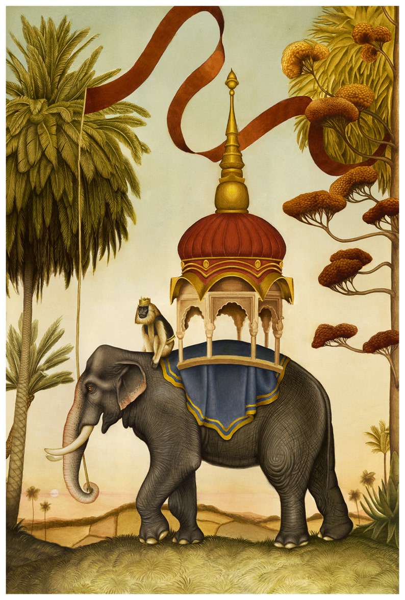 Elephant art print Impression en Ã©dition limitÃ©e Peinture | Etsy