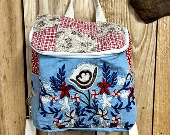 Embroidered Denim Mini Backpack / kids size / Diaper bag