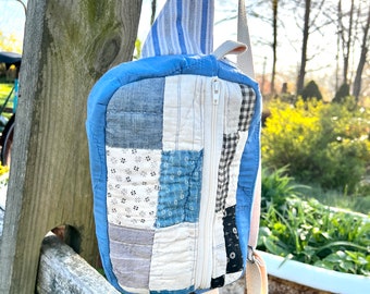 Blue Quilt Fanny Pack Bag / Sling Cross Body Purse