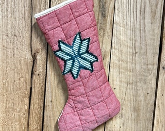 Red & White Quilted Christmas Stocking