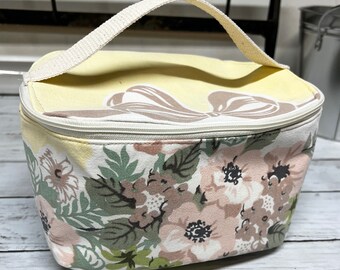 Cosmetic Bag made from vintage floral tablecloth