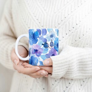 Floral Mug, Spring Cup, Mug in Watercolor Design, Gift for Mom zdjęcie 2