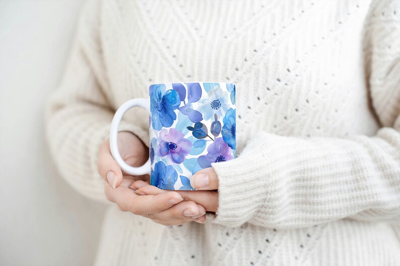 Floral Mug, Spring Cup, Mug in Watercolor Design, Gift for Mom zdjęcie 2
