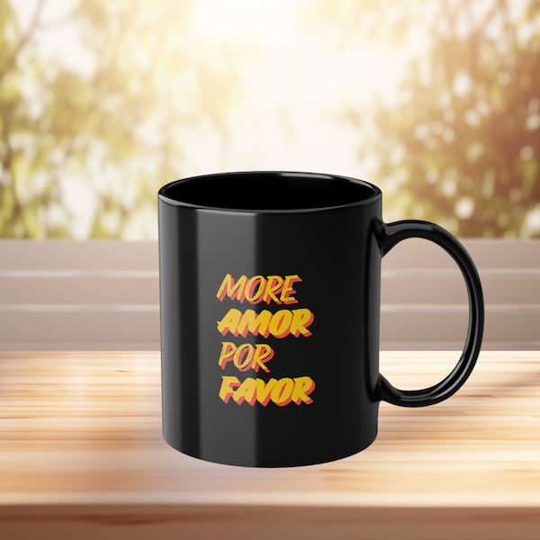 Kaffeetasse mit Spruch "More Amor Por Favor" - Ideales Geschenk für Mama & Papa, Perfekt fürs Büro und den Alltag