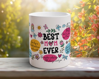 Kaffeetasse mit der Aufschrift: BEST MOM EVER. Perfekt als Geschenk zum Muttertag/Geburtstag