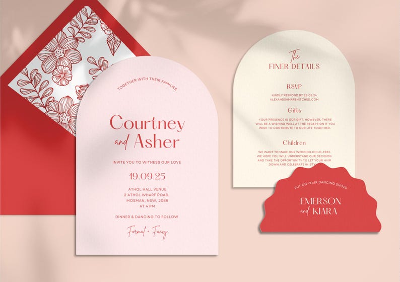 Arch Wedding Invitation Template: Modern Boho Wave Invite (editable ...