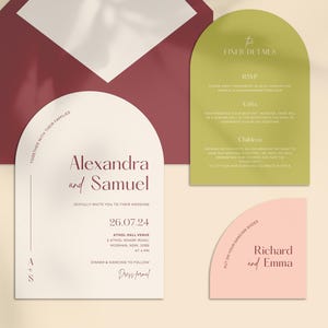 Modèle de faire-part de mariage ARCH - modèle de mariage moderne et esthétique, amusant et esthétique, invitation personnalisée, carte imprimable à téléchargement immédiat