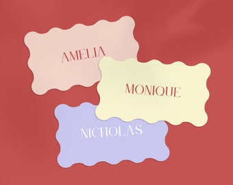 Modèle moderne WAVE PLACE CARD - Modèle de toile esthétique bohème moderne et luxueux pour événements et mariages. Carte imprimable à téléchargement immédiat.