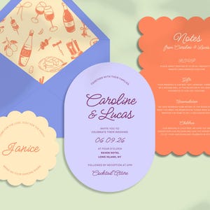 Bogen Jakobsmuschel Hochzeit Einladung Vorlage - moderne runde Blume Spaß ästhetische Bündel Hochzeit Vorlage sofortiger Download stilvolle druckbare Karte