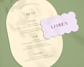 Arch Oval Wedding Menu Template: Half Circle Roung Event Menu Card (Editable Canva Design)