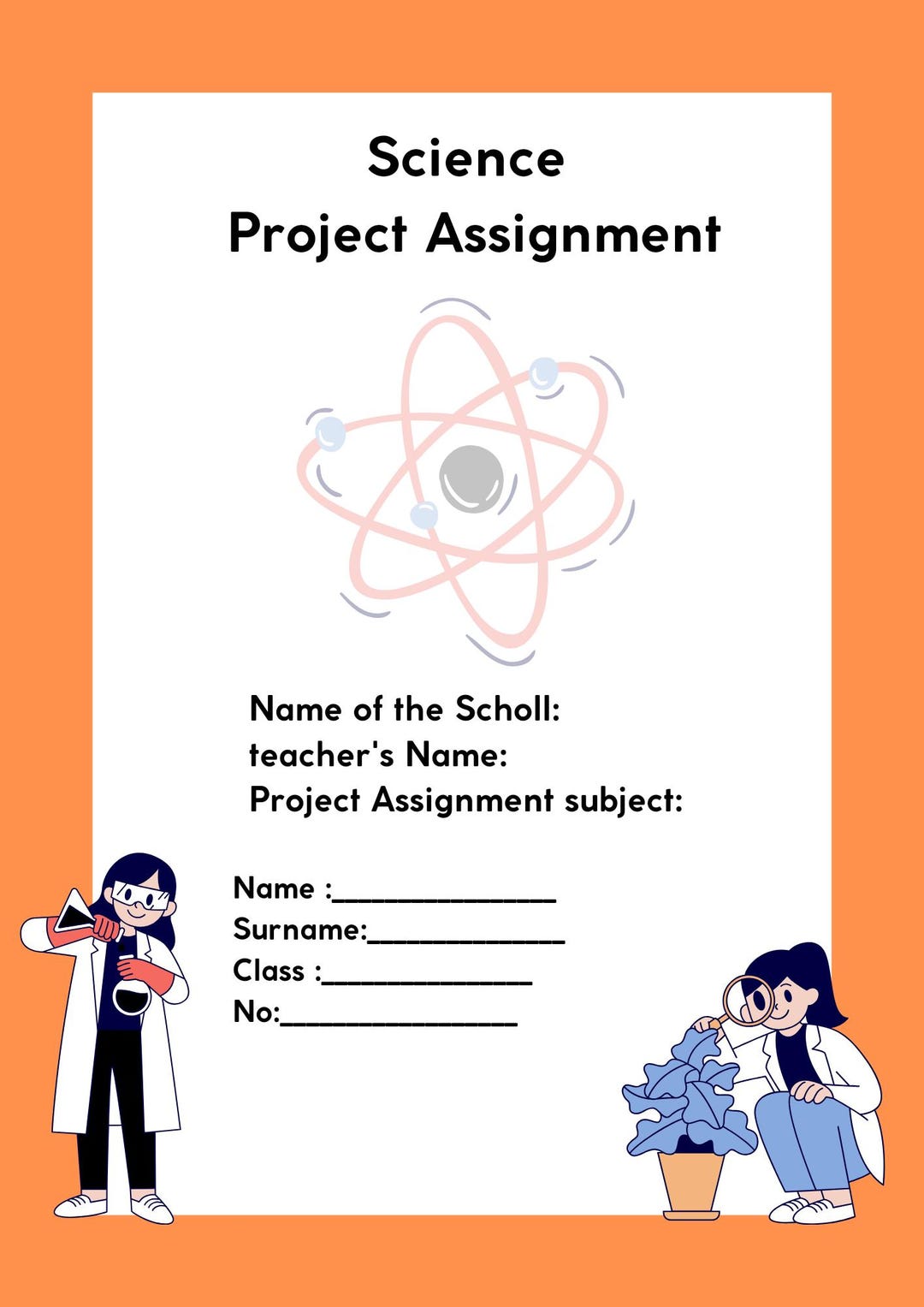 Science and English Project Cover Template Printable Project Cover Page ...