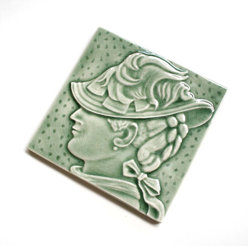 Female portrait fireplace tile for your Victorian style home renovation this old home home restoration custom Victorian fireplace image 3