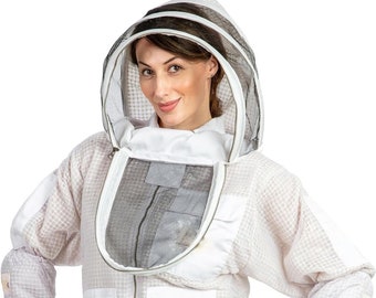 Beekeeping Jacket Unisex 3 Layer Ultra Mesh Bee Jacket with Ventilated Hat and Free Bite Proof Gloves & Removable Ventilated fencing Veil