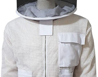 Veste d'apiculture unisexe 3 couches Ultra Mesh Bee Jacket avec chapeau ventilé et gants anti-morsures gratuits et voile rond ventilé amovible