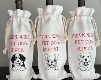 Bolsa de vino con diseño de raza de perro divertida - Regalo para amantes de los perros
