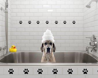 Paw Print Subway Tile Accent, Pet Decor, Satin or Glossy Finish