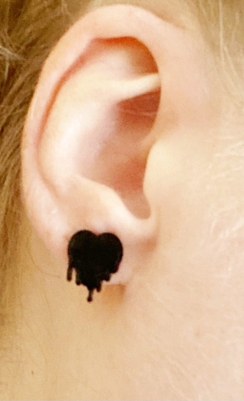 Dripping heart post earrings for Valentines Day/gift for her/ galentine day image 3