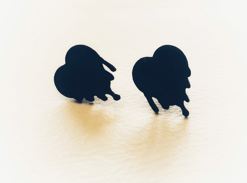 Dripping heart post earrings for Valentines Day/gift for her/ galentine day image 1