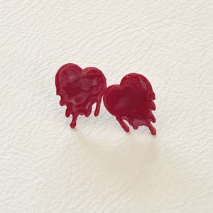 Dripping heart post earrings for Valentines Day/gift for her/ galentine day image 4