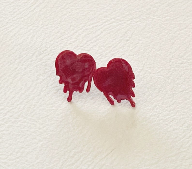 Dripping heart post earrings for Valentines Day/gift for her/ galentine day image 4
