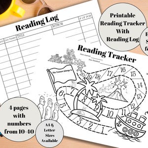 Rastreador de libros para niños con registro de lectura, mapa de lectura de aventuras, desafío de lectura imprimible, diario para la escuela, cuadro de libros, descarga instantánea en PDF