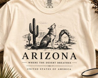 Maglietta del deserto dell'Arizona, maglietta grafica vintage del sud-ovest, t-shirt western per attività all'aperto