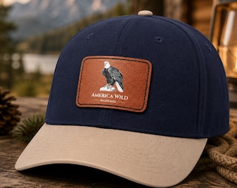 Berretto da uomo con toppa in pelle a forma di aquila calva / Cappello da baseball vintage da uomo