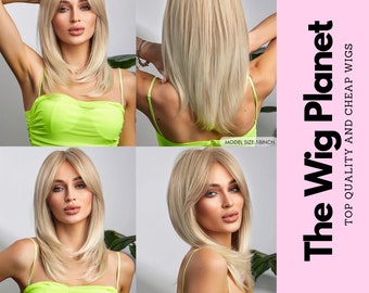 Blond Mid-length Straight Hair Wig, Wig for Women, Chic All Matched with Heat-resistant Natural Hair for Everyday, Blonde Wig, Wig for Women