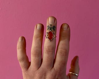 Carnelian & Sterling Silver Ring 5.25